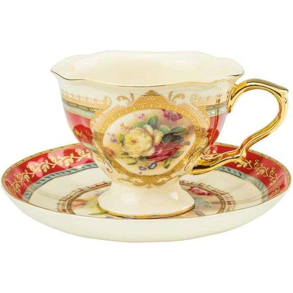 Rare 24kt Gold Vintage Rose Garden Tea Set