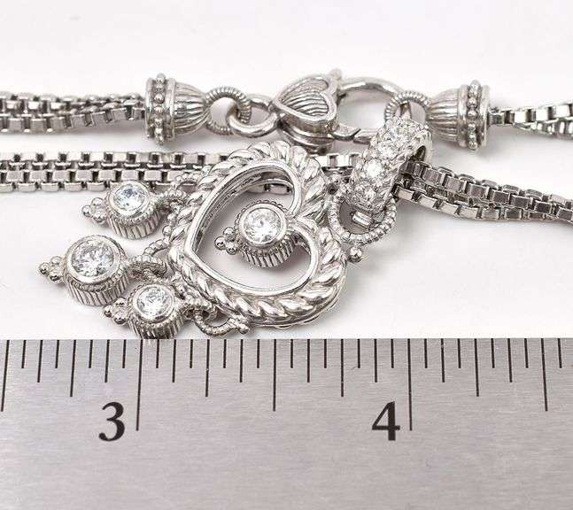 CZ Heart Pendant Chain Necklace in Sterling Silver