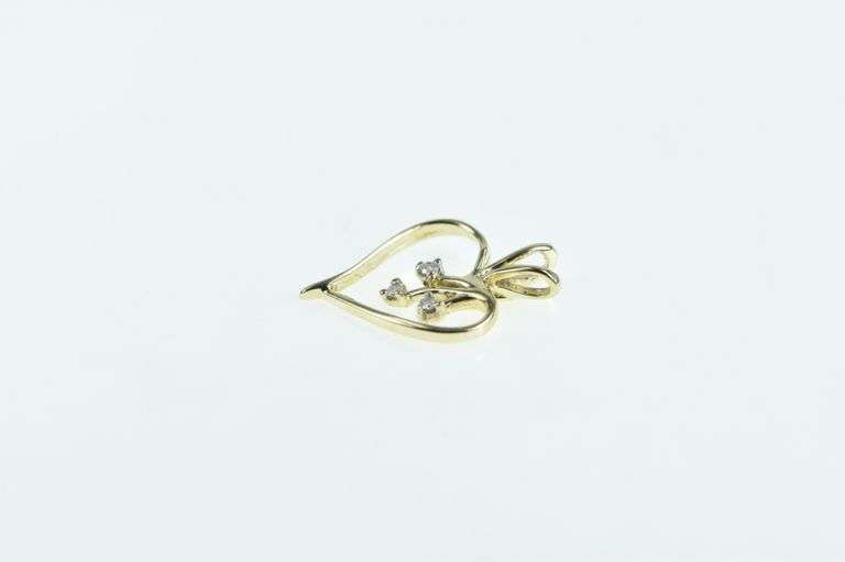 14K Yellow Gold Diamond Heart Love Symbol Vintage Pendant