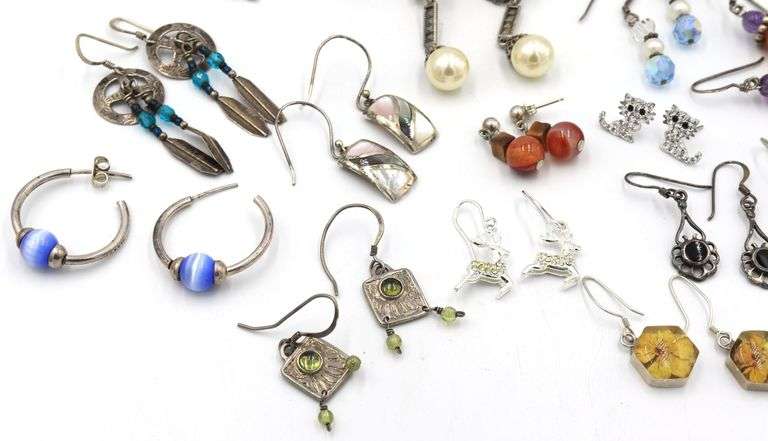Group lot of vintage 925 sterling silver earrings