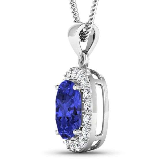 14 K White Gold 3 Ct Tanzanite & Diamond Pendant