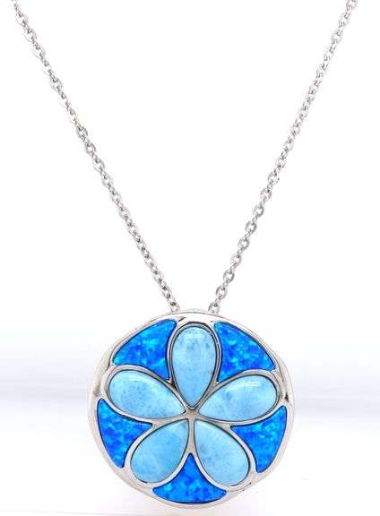 925 Sterling silver Enamel flower style pendant on chain necklace