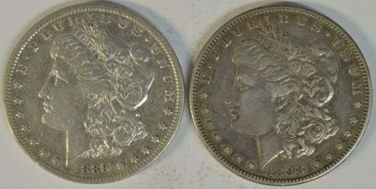 Pair of key date 'S' Mint Morgan Silver Dollars from 1889 and 1898