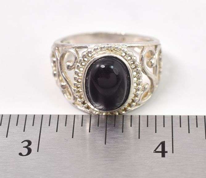 Black Onyx Gemstone Ring in Sterling Silver