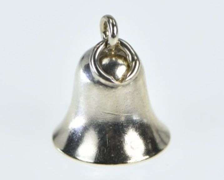 14K White Gold 3D Articulated Wedding Bell Vintage Charm/Pendant