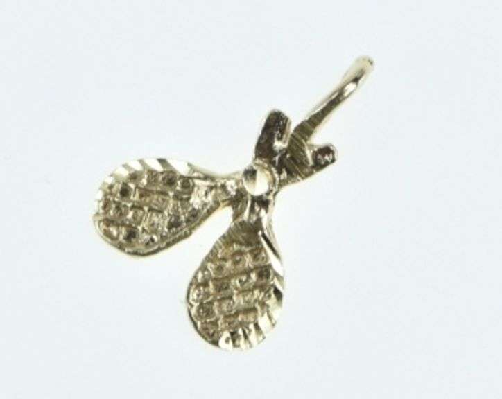 14K Yellow Gold Tennis Racquet Racket Sports Charm/Pendant
