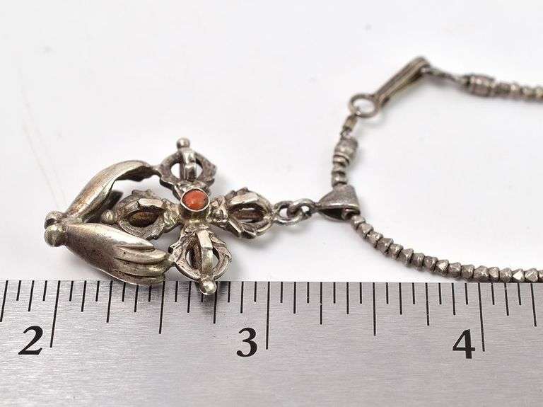 Vajra Dorje Pendant Necklace in Sterling Silver