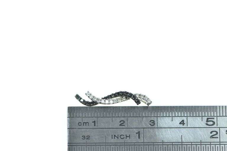 14K White Gold Black & White Diamond Wave Journey Pendant