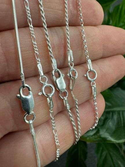 Italian 925 Sterling Silver 5 Piece Layered Chain Set 24",22",20",18",16"