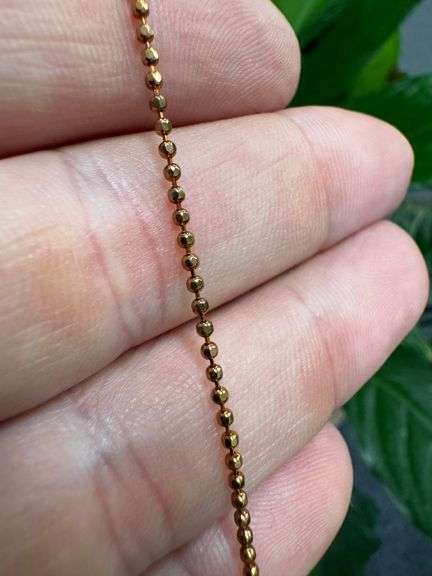 22k Rose Gold Plated Sterling Silver Diamond-Cut Ball Bead Chain 1.5mm 925 Italy Dog Tag Necklace 16