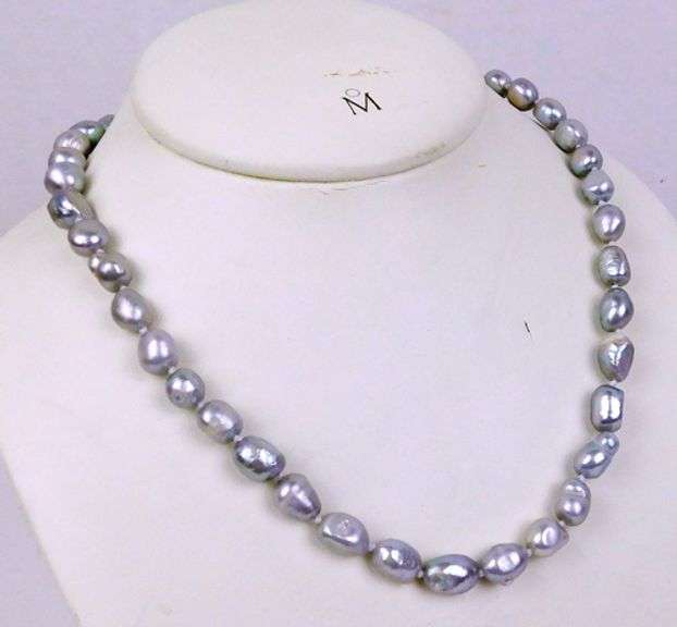 Silver Gray Baroque Pearl Necklace