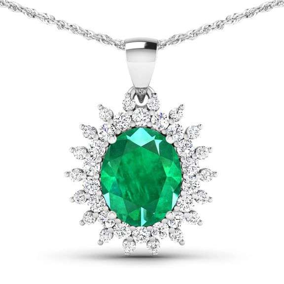 Amazing 3 Ct Natural Emerald & Diamond Pendant