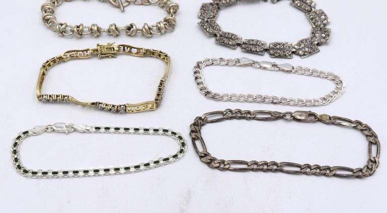 Group lot of vintage 925 sterling silver bracelets