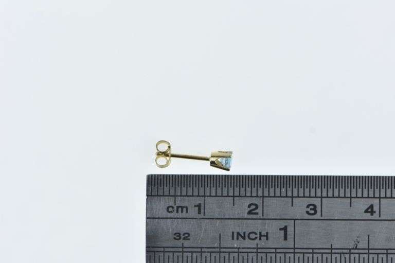 14K Yellow Gold Single Blue Topaz Solitaire Classic Earring