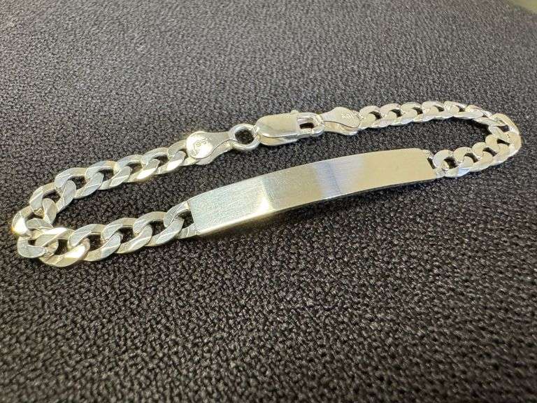 6mm Italian Sterling Silver .925 Curb Link ID Bracelet in 7 inches