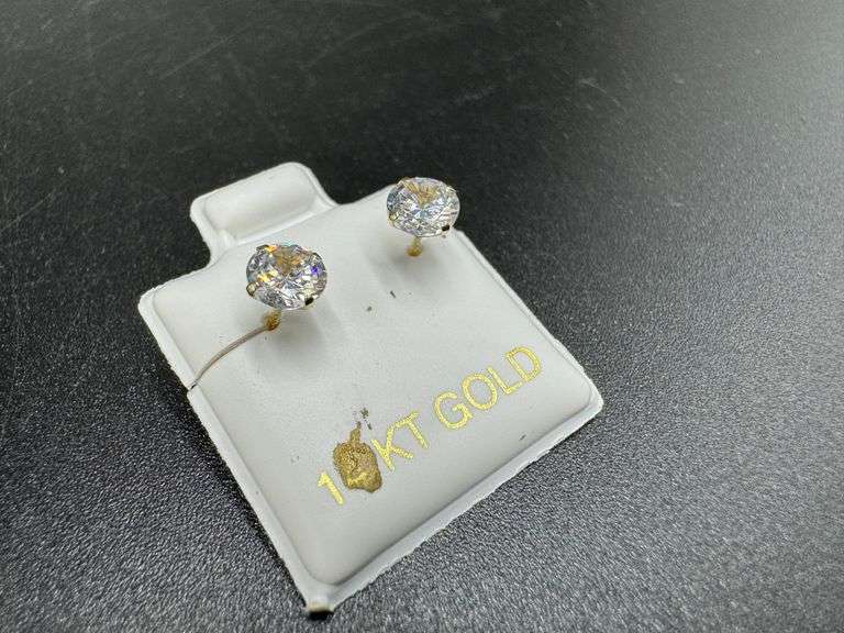10k Yellow Gold 5mm Round Solitaire White CZ Stud Brilliant 5mm Earrings