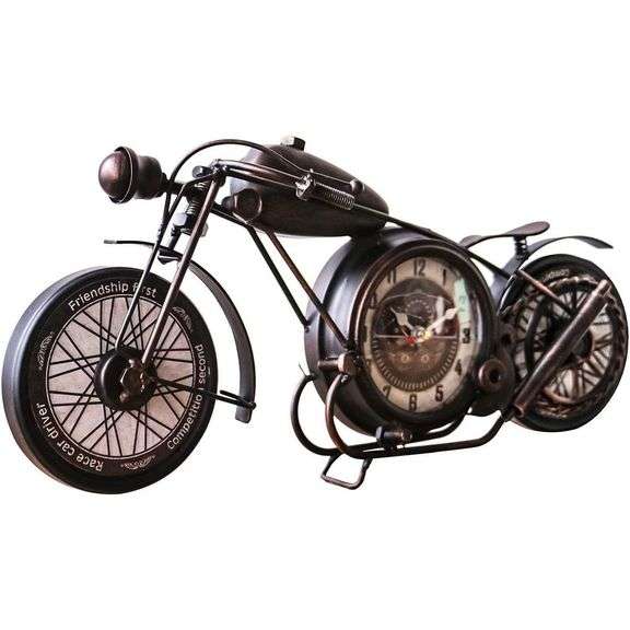 Timeless Motorcycle Desk Clock  Metal Art Décor