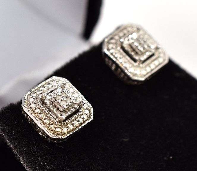 Diamond Earrings in Sterling Silver