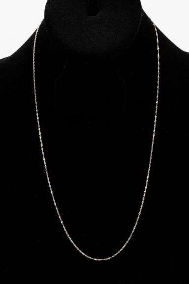 14k White Gold Solid Singapore Chain Rope Twisted Curb Link 1.4mm Necklace 20"