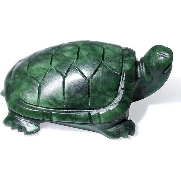 Hand-Carved Jade Turtle of Prosperity and Protection