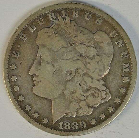 Very scarce 1880-CC Morgan Silver Dollar. Key date