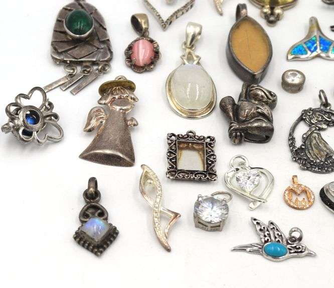 Vintage group lot of 925 sterling silver pendants and charms