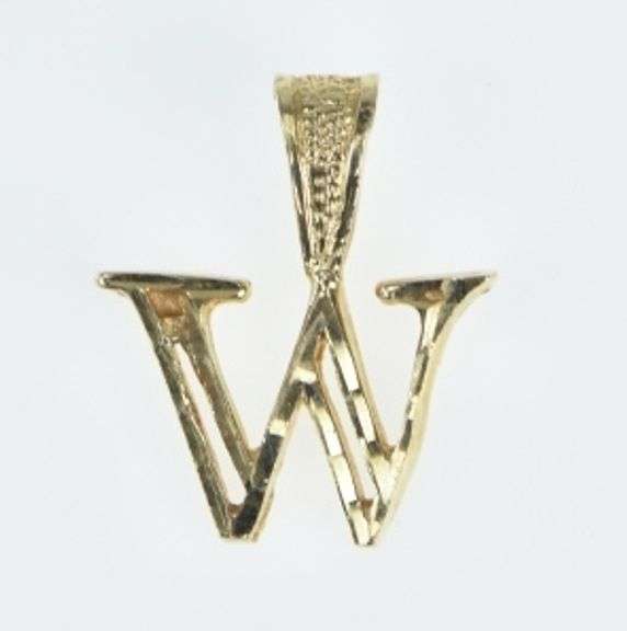 14K Yellow Gold W Letter Initial Monogram Letter Name Charm/Pendant
