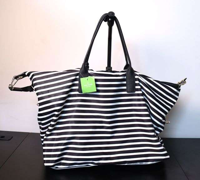 Kate Spade Weekender Nylon black and white stripe bag