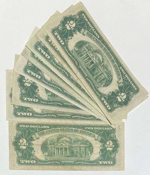8 Red Seal $2 US Notes Including a Star