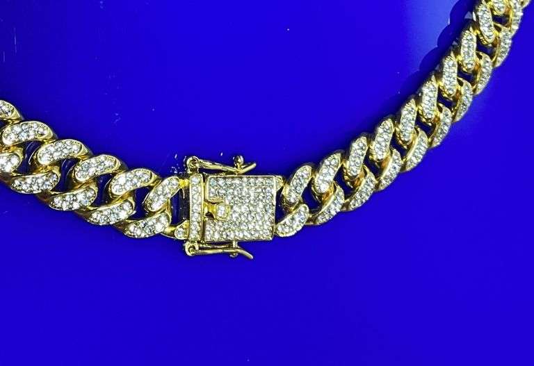 Huge 155.5 Gram 18 Kt Tri-Layered Gold Plate Cuban Link Necklace