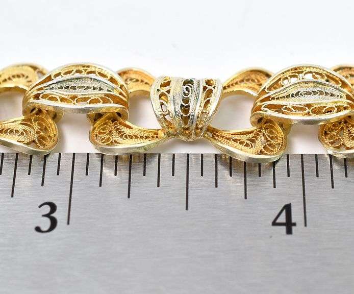 Vermeil Fancy Link Bracelet in Sterling Silver