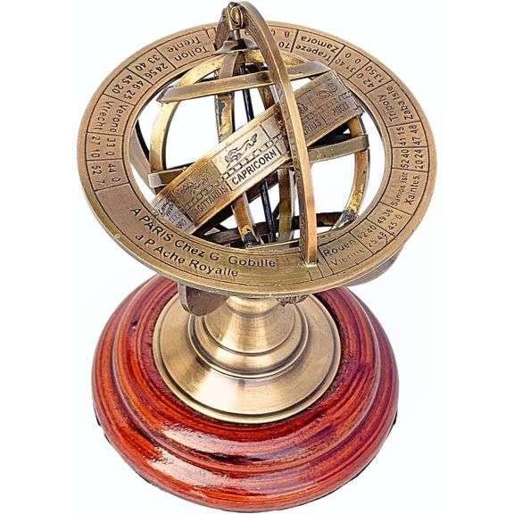 Antique Brass Armillary Sphere Globe Clock