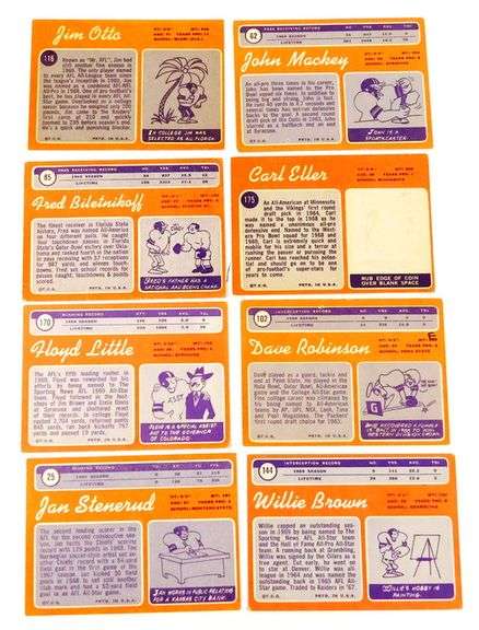 8 Topps 1970 Football Cards - Greats