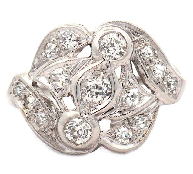 Vintage 0.50ctw European and Single Cut Diamond Heirloom Ring in Platinum