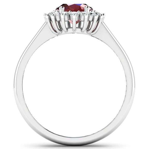 Elegant 14 Kt White Gold Ruby Diamond Ring