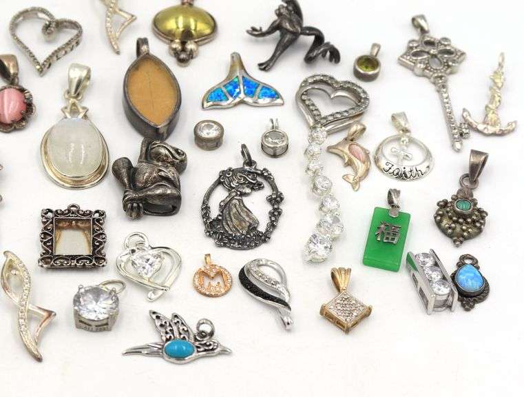 Vintage group lot of 925 sterling silver pendants and charms