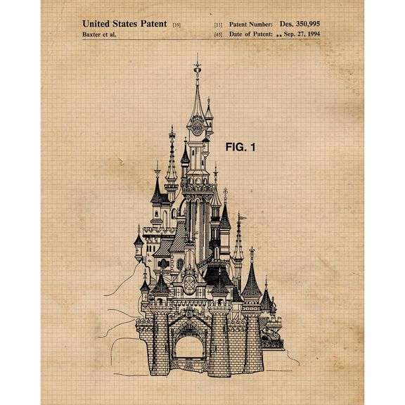 Vintage Sleeping Beauty Castle Patent Prints Set