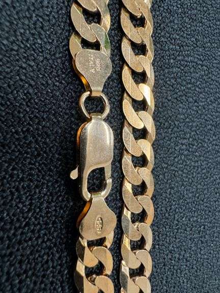 22k Rose Gold Plated Men's 7.5mm Solid .925 Sterling Silver Flat Curb Chain Link Italy Necklace 18"