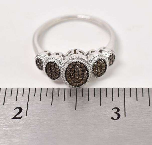 Diamond Cluster Ring in Sterling Silver