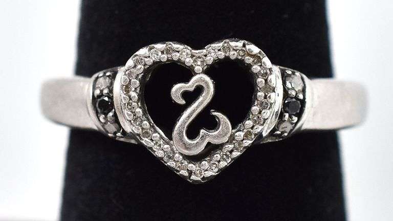 Diamond Gemstone Heart Ring in Sterling Silver