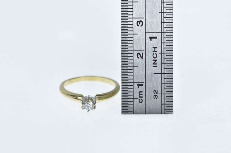 14K Yellow Gold 0.16 Ct Diamond Solitaire Vintage Engagement Ring