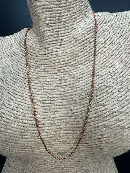 22k Rose Gold Plated Sterling Silver Diamond-Cut Ball Bead Chain 1.5mm 925 Italy Dog Tag Necklace 16