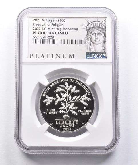 PF70 2021-W $100 American Platinum Eagle 2022 DC Mint HQ Reopening NGC