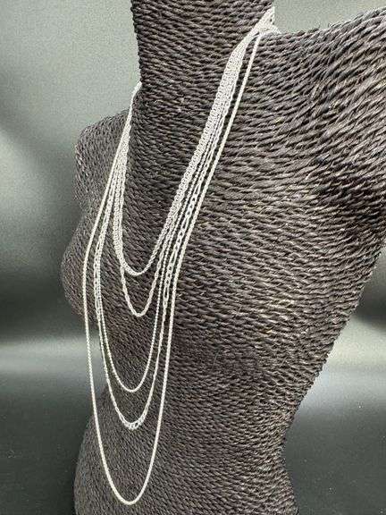 Sterling Silver 5 Piece Layered Chain Set 925 Italy 30",26",24",20",18"