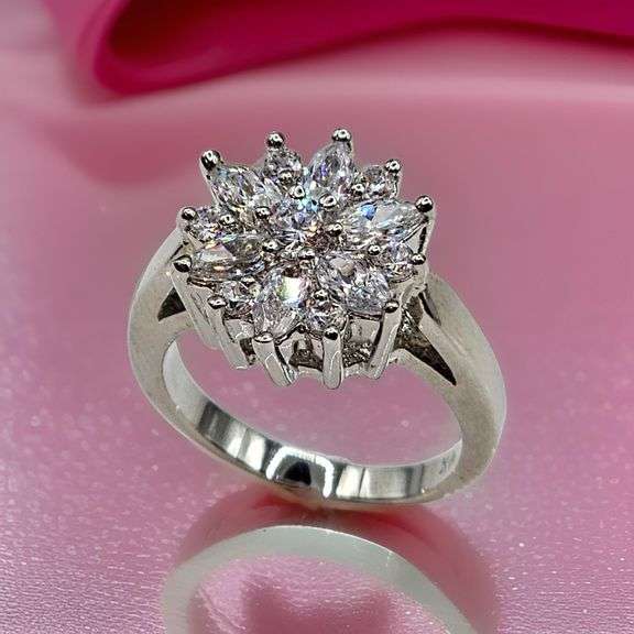 Dazzling 14 Kt White Gold Plated Lab Simulated Diamond Ring