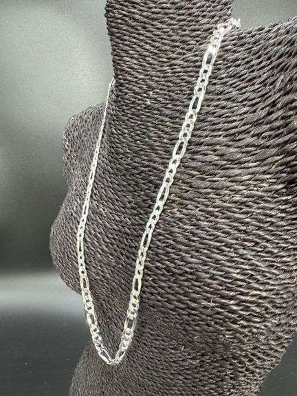 Men's 7.8mm Solid .925 Sterling Silver Flat Figaro Chain Link Italy Necklace 20"