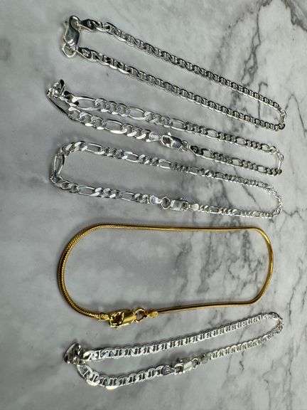 Sterling Silver 925 9" Bracelets/Anklets Lot of 5