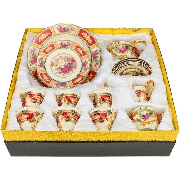 Rare 24kt Gold Vintage Rose Garden Tea Set