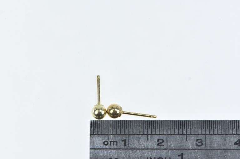 14K Yellow Gold 4.0mm Round Ball Sphere Classic Stud Earrings