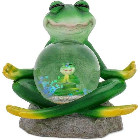 Enchanted Pond Tale of the Yoga Frog Snow Globe